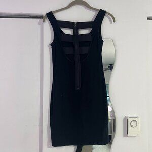 Little Black Mini Dress Cage Back Bodycon Vintage Y2K